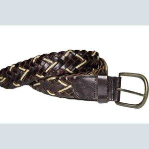 Suitsupply Leather Braided Belt Brown White Men's Size 44